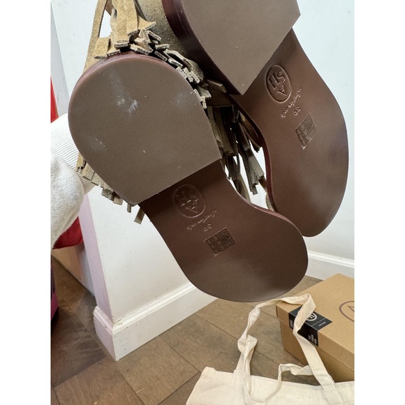 Ash Paquito Sandals Womens Size 8.5 Beige Fringe Gladiator Leather Studded Zip - Picture 8 of 14